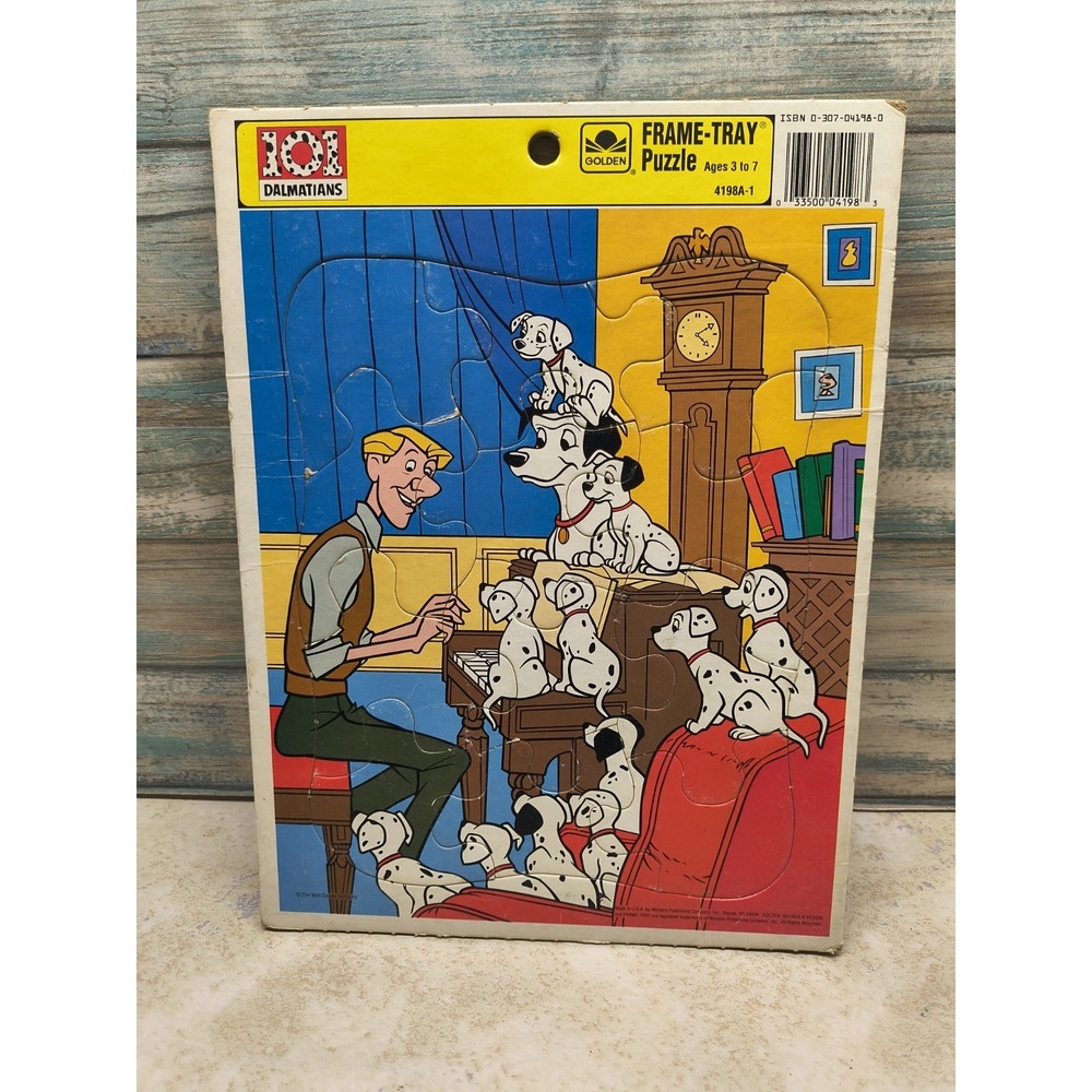 Vintage Disney - 101 DALMATIANS - 12 Piece Golden Frame Tray Puzzle - 4198A-1